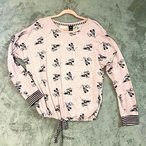 Disney Mickey Mouse Cozy Lounge Top Cinch Hem Pink Size L